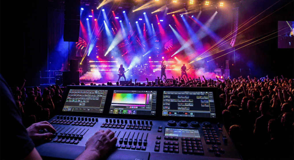 merencanakan pencahayaan konser musik